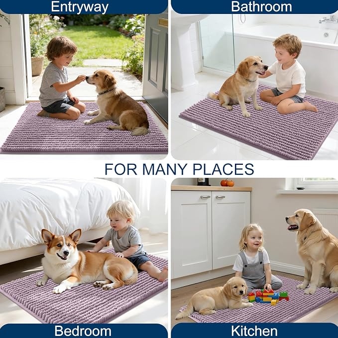 OLANLY Dog Door Mat for Muddy Paws 44x24, Ultra Absorbent Chenille Mud Doormat - Image 8
