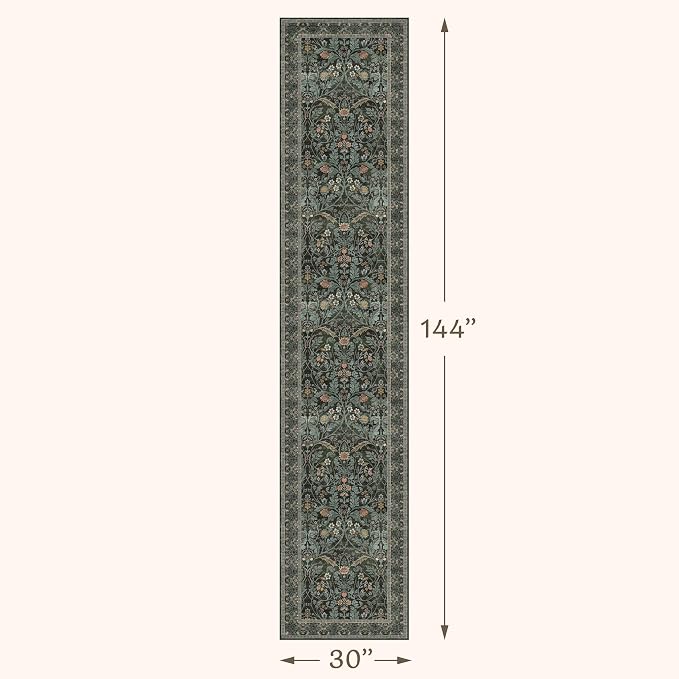 Dark Green 2'6"x12' Long Runner Rugs - Image 2