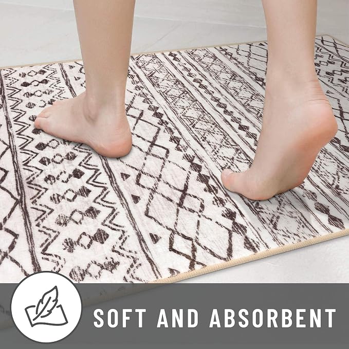 KUTA Moroccan Washable Hallway Runner Rug 2x6 Non-Slip Vintage Brown Cream Boho - Image 8