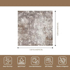 12x12 Square Living Room Rug – Modern Abstract Neutral Extra Large Washable - Image 2