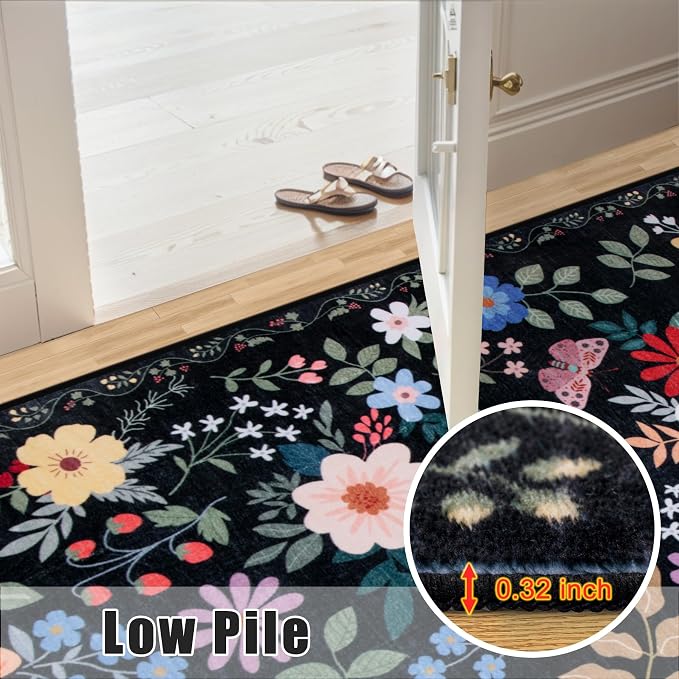 8x10 Area Rugs for Living Room: Washable Rug Vintage Large Soft Boho Floral - Image 8