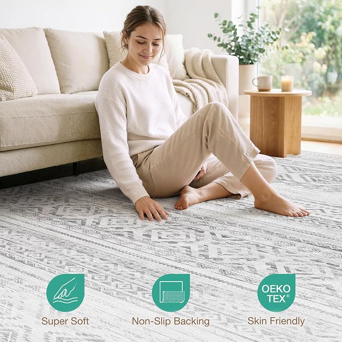 cotiled 8x10 Area Rugs Living Room Rug: Washable Boho Rugs - Image 4