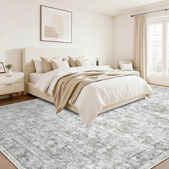 10x14 Area Rugs for Living Room: Washable Large Vintage Floral Rug Low Pile - Image 5