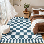 GarveeHome Blue and White Checkered Rug, Washable 3x5 Rug Non Slip - Image 3