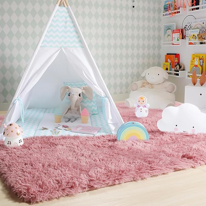 Amdrebio Blush Pink Kids Area Rugs - Image 7