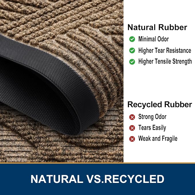 Smiry Front Door Mat Outside Entrance, Heavy Duty Sturdy Natural Rubber Doormat - Image 5