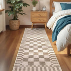 GarveeHome 2×6 Kitchen Runner Rug Non Slip Brown Checkered Rug, Washable Runner - Image 3