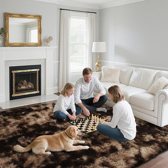 yongyangjuxin Fluffy Rug Shag Area Rug, Mottling Brown 8x10 Area Rugs - Image 4