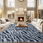 qulint 9x12 Rug for Living Room, Fluffy Zebra Rug for Bedroom Soft Shaggy by QULINT