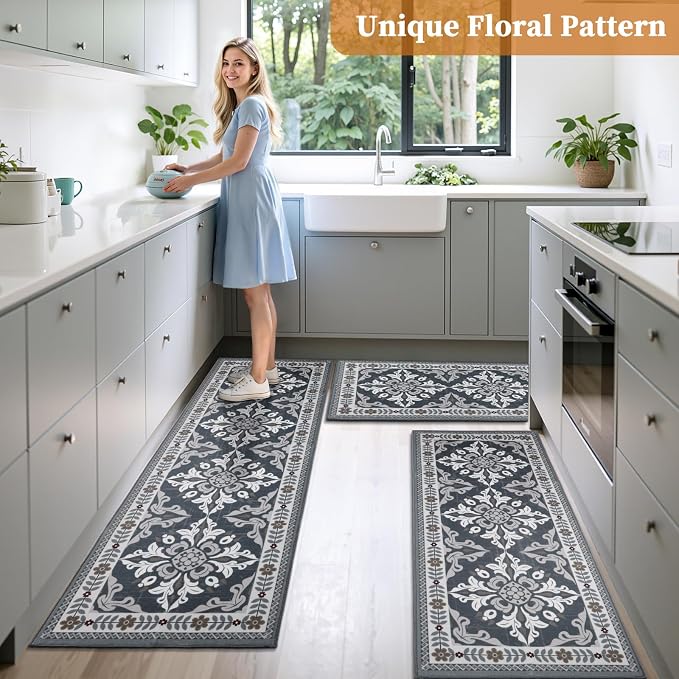 3-Piece Kitchen Rugs, Non-Slip & Washable Floor Mats, Water-Absorbent Area Pad - Image 6