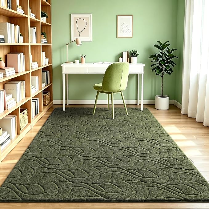 Macgace 3x5 Green Area Rug, Washable Shag Carpet, Kids Room Nursery Rugs - Image 3