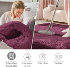 OLANLY Burgundy Round Rugs for Bedroom - Image 2