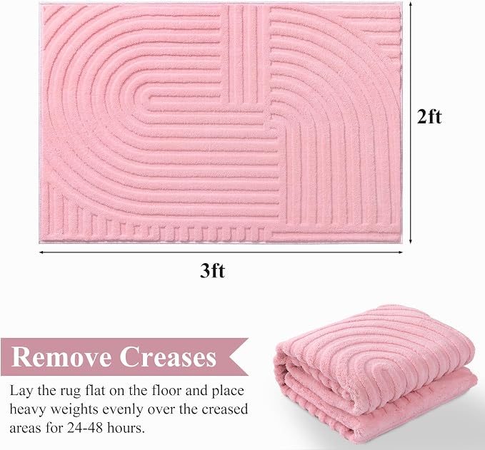 Pauwer Pink Area Rug for Girls Bedroom 2x3 Soft Fluffy Non Slip Machine - Image 2