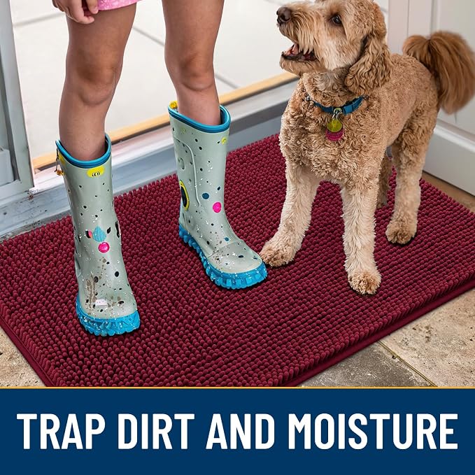 Smiry Dog Door Mat for Muddy Paws 47x24, Absorbent Dirt Trapper, Non-Slip - Image 3