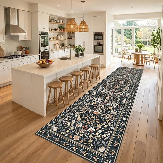Rugxara 2x10 Floral Runner Rug, Washable Runners - Image 2