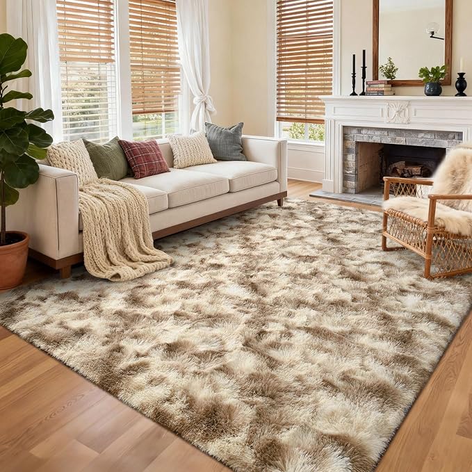 5x7 Ft Large Shag Rugs for Bedroom Living Room Decor for Men Boys, Tie Dyed by Cuzwlovita