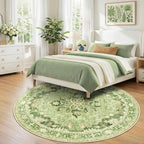RELEANY Area Rugs Round 8ft Washable Non-Slip, Floral Vintage Distress - Image 3