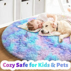 Amdrebio Purple Rainbow Small Round Rug 3Ft - Image 3