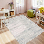 Latte&Fog 3x5 Entryway Blue Area Rugs, Vintage Washable Floral Rugs Boys - Image 4