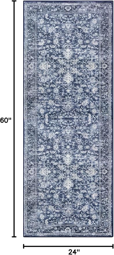 KILOCOCO Hallway Runner 2x5 Printed Vintage Floral Washable Kitchen Runner Rug - Image 2