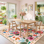 RELEANY Floral Square 8ft Area Rugs Washable Print Boho Cute Carpet Non Slip - Image 7