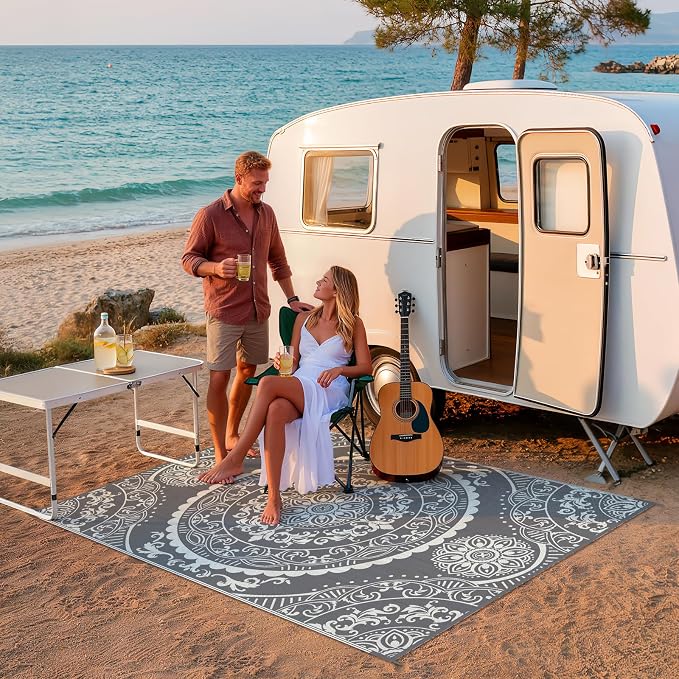 Pauwer Waterproof Outdoor Rug 6x9, Reversible Plastic Straw Patio Camping Rug - Image 8