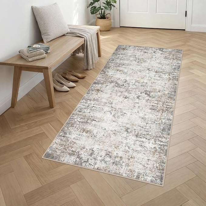 Washable Area Rug 3x8 Entryway Rug: Washable Modern Abstract Soft Thin Rug - Image 3
