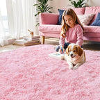 Pink Fluffy 9x12 Large Area Rugs - Image 2