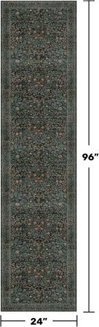 Dark Green Washable 2x8 Runner Rug Non Slip - Image 2