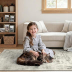 DCX 4x6 Beige Rug, Machine Washable Stain Resistant Distressed Vintage Rug - Image 6