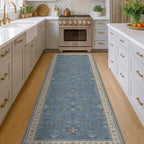 Boho 2'6"x10' Wide Runner Rugs for Hallway Non Skid- 10ft Light Blue Washable - Image 6