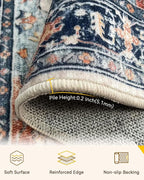 RELEANY Area Rugs Runner 2'x5' Washable Non-Slip, Floral Vintage Distress - Image 2