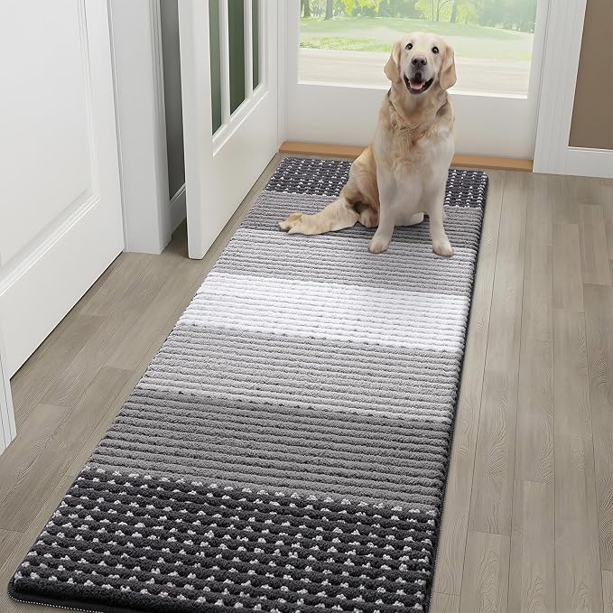 Kitinjoy Indoor Outdoor Door Mat, 59x20 Non-Slip Absorbent Dirt Trapper by Kitinjoy