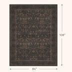 7x9 Area Rug for Dining Room, Machine Washable Dark Academia Flower Rugs - Image 2