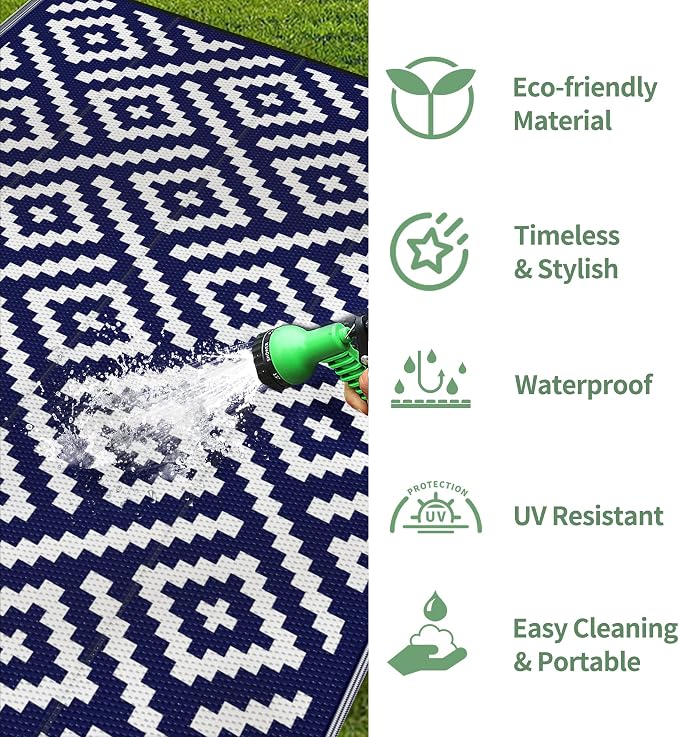 GENIMO Outdoor Rug for Patio Clearance, Reversible Plastic Camping Rugs - Image 5