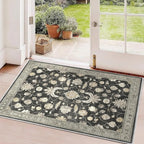 2x3 Rug for Entryway Hallway-Vintage Farmhouse Boho Floral Neutral Washable - Image 5