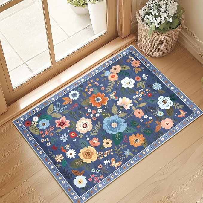 RELEANY Floral 2x3 Area Rugs Washable Print Boho Cute Carpet Non Slip Flower - Image 9