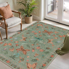Rugxara 3x5 Rug for Entryway Bedroom, Floral Vintage Retro Boho Throw Rug - Image 2