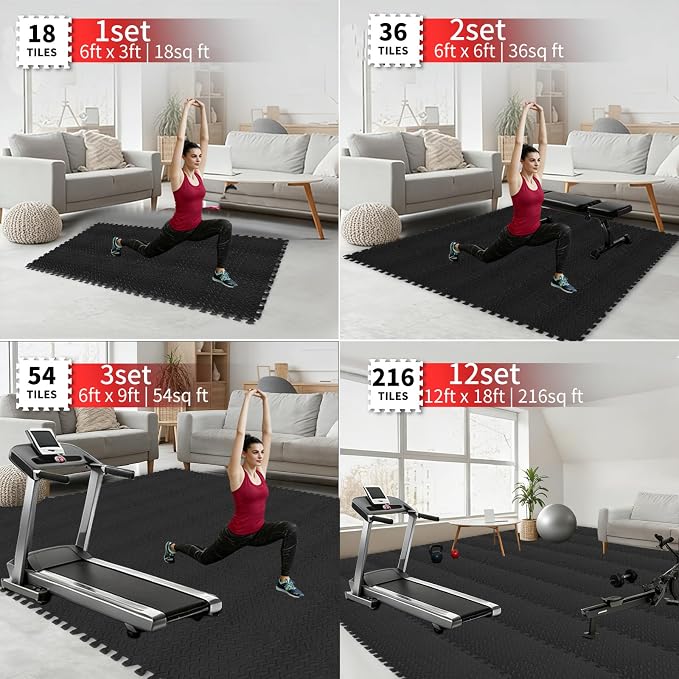 Gym Flooring for Home Gym, 12.6"x12.6"x0.4" EVA Exercise Mats, Puzzle Floor Mat - Image 6