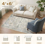 cotiled 4x6 Area Rug Machine Washable Vintage Carpet - Image 7