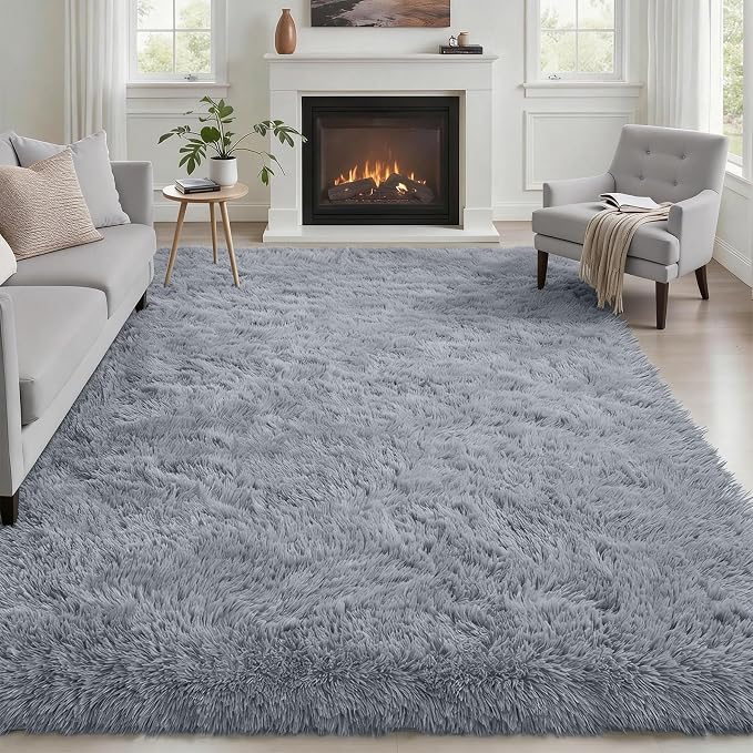 Fluffy 4x6 Area Rugs for Living Room Bedroom: Ultra Soft Shag Rug Non-Slip by Luxturiy