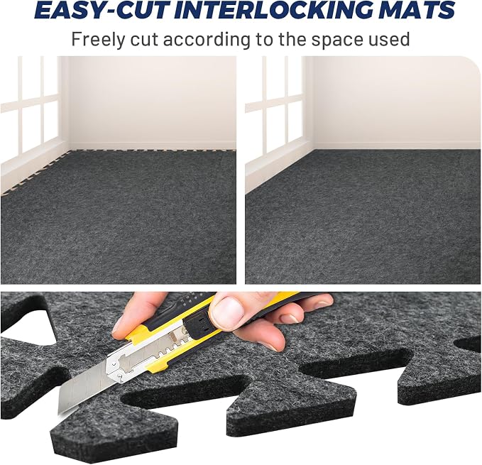 Focusound 20Pcs Sound Absorbing Interlocking Drum Rug, 11.8 x 11.8 x 0.4 inches - Image 5