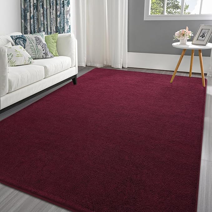 Pettop 4x6 ft Burgundy Red Area Rugs by Pettop