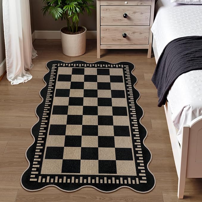 Checkered Easy Jute 3x5 Outdoor Patio Rug, Washable Rugs - Image 8