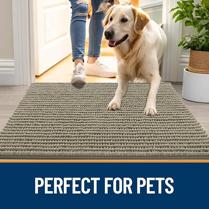 OLANLY Dog Door Mat for Muddy Paws 36x24, Ultra Absorbent Chenille Mud Doormat - Image 6