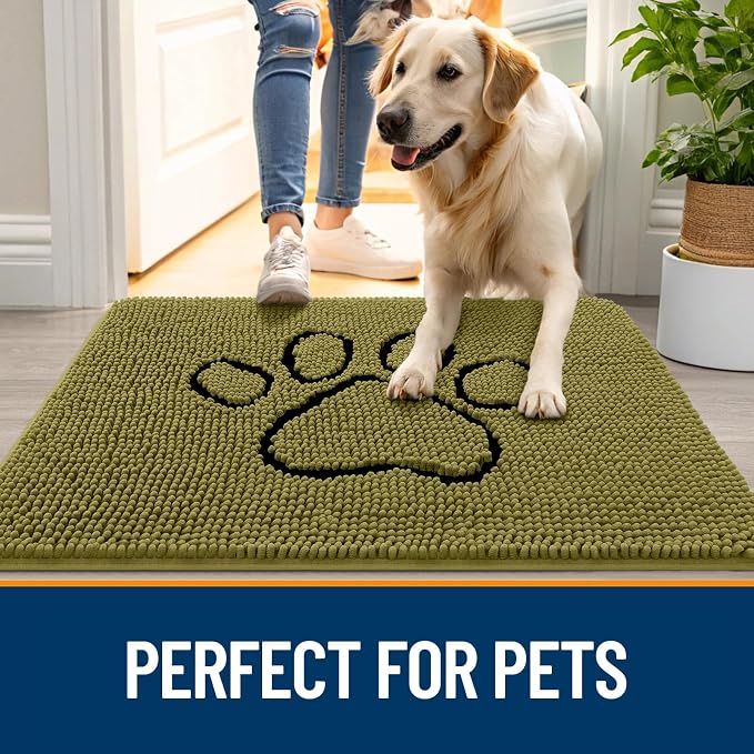 OLANLY Dog Door Mat for Muddy Paws 30x20, Paw Print Design, Absorbs Moisture - Image 6