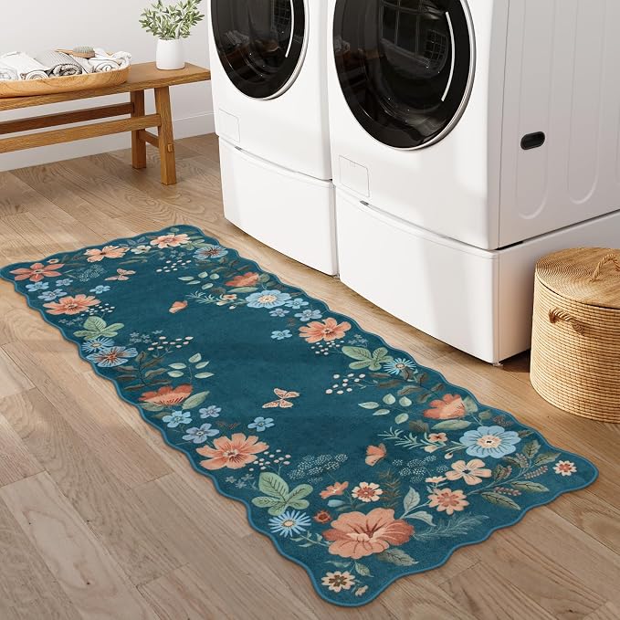 Lahome Floral Washable Runners for Hallways, 2x5 Kitchen Runner Rug Ultra-Thin - Image 2