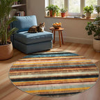 jinchan Round Rug 5ft Area Rug Modern Striped Rug Washable Rug Soft Large - Image 4