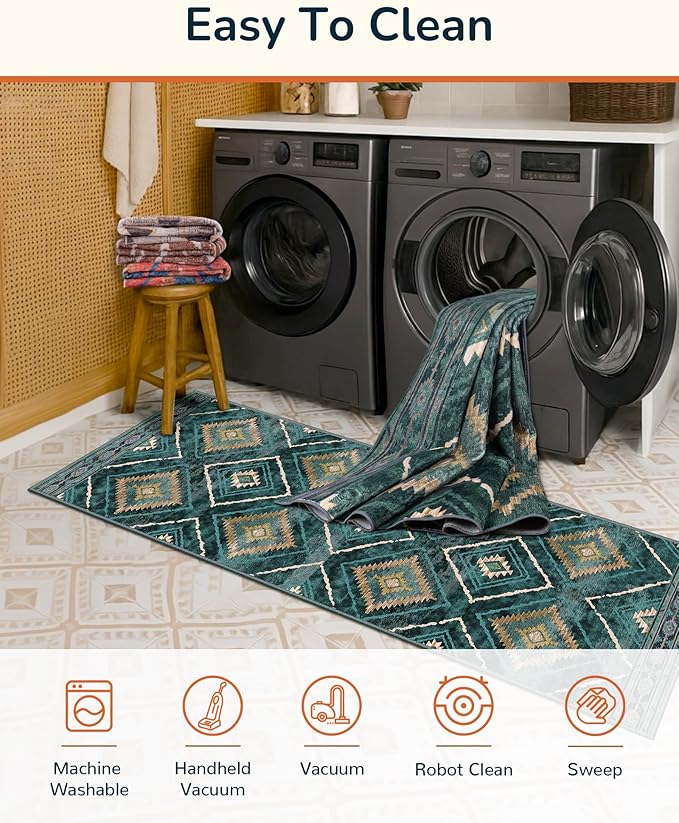 BESTSWEETIE Area Rug 2x6 Rug Machine Washable Non-Slip Low Pile Print Pattern - Image 3