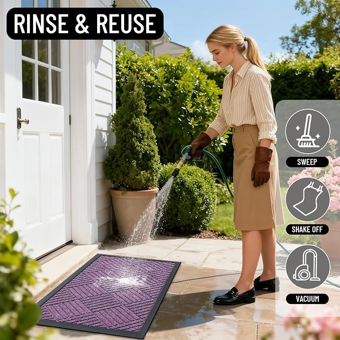 OLANLY Front Door Mat Outside Entrance 35x23, Heavy Duty Sturdy Natural Rubber - Image 7